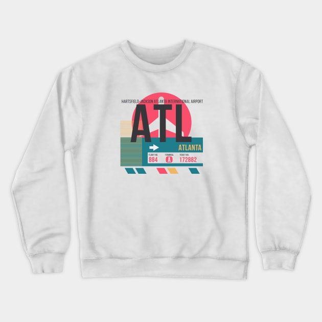 Atlanta (ATL) Airport // Sunset Baggage Tag Crewneck Sweatshirt by Now Boarding